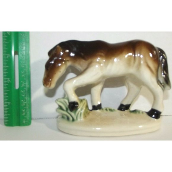 Vintage Horse Ceramic Figurine Made in Japan Small 3.5" brown standing statue - Picture 2 of 10